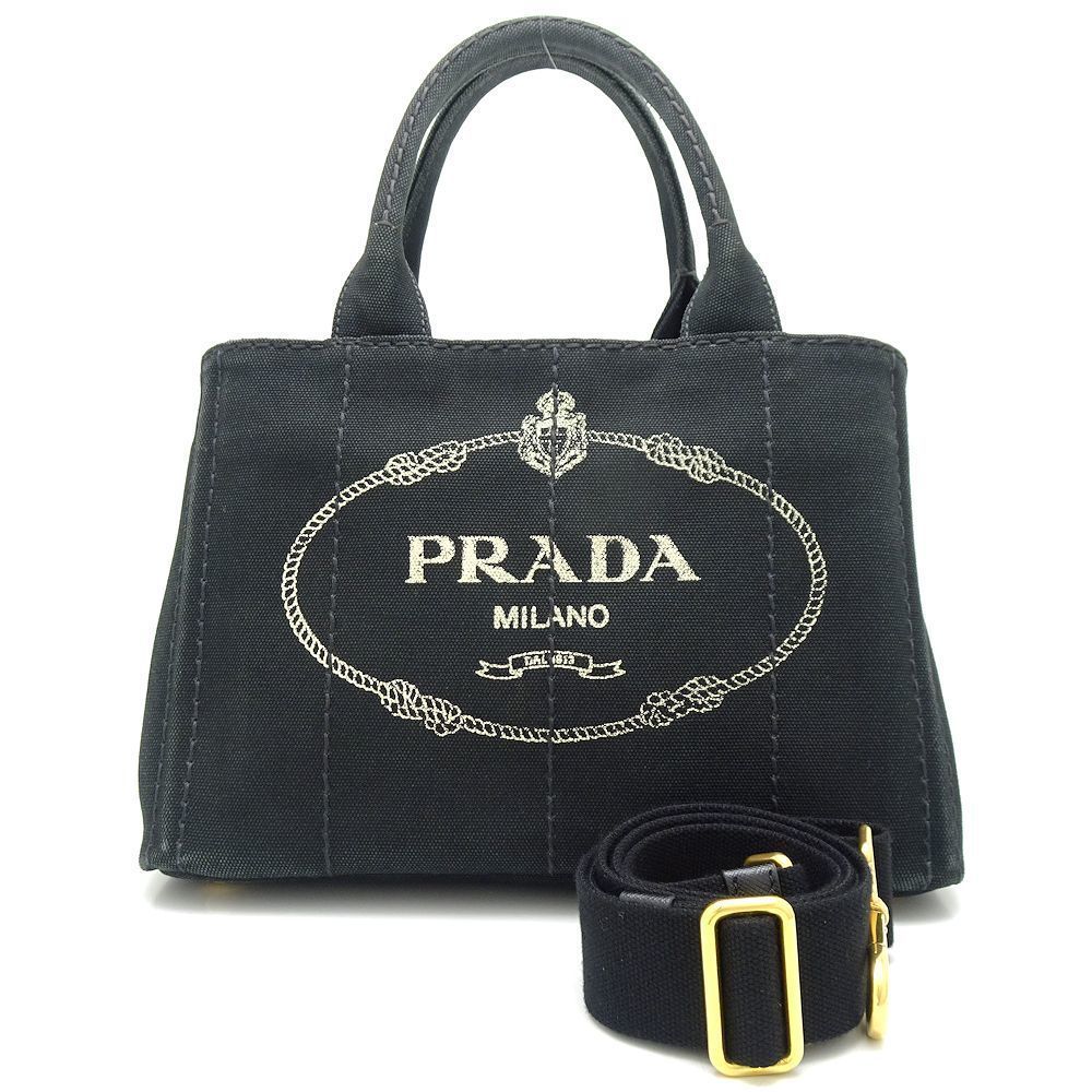Prada Canapa Denim Black 2way Bag Tote Bag